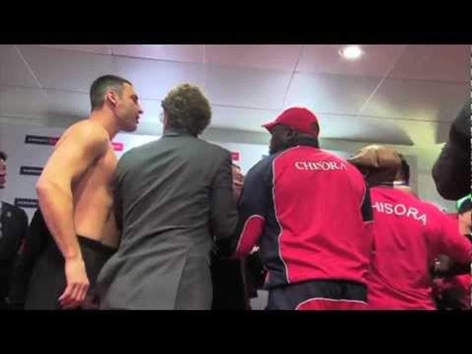 Dereck Chisora slaps Vitali Klitschko at weigh-in: Full-length high-quality