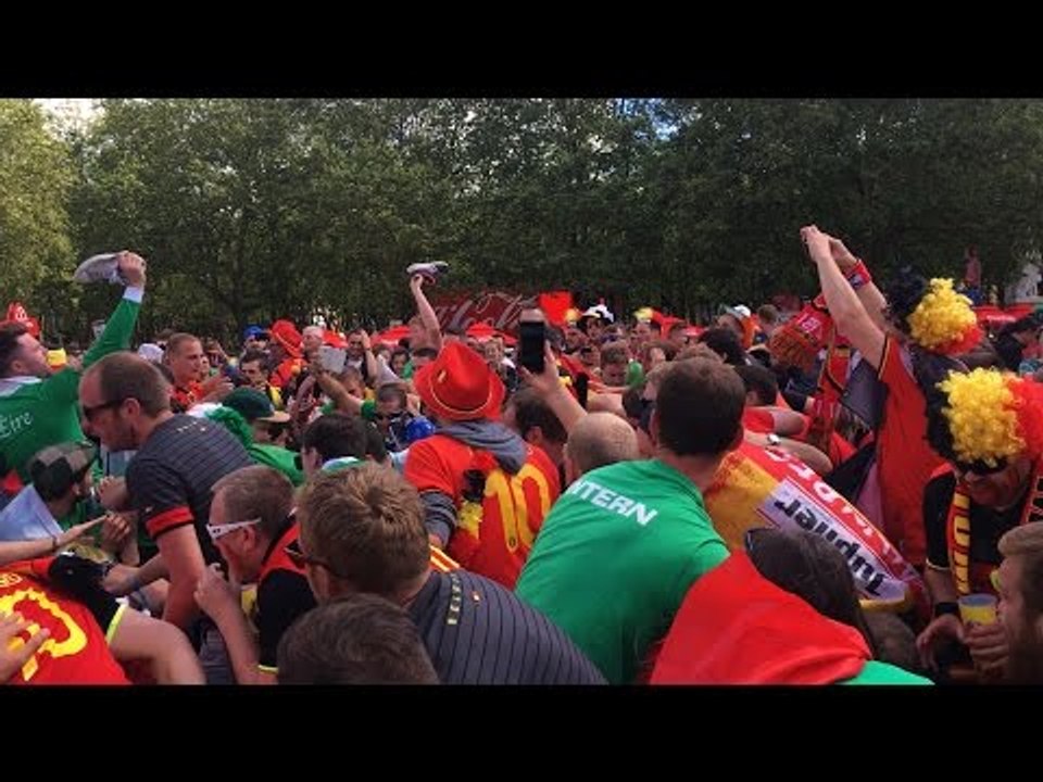Belgium 3-0 Ireland | Fans Party TOGETHER At Full Time | How All Football Fans Should Be!