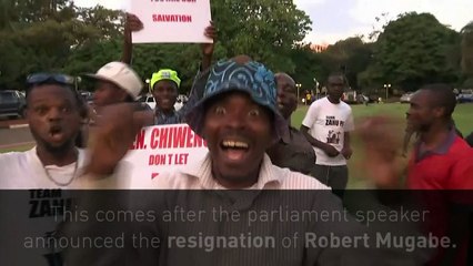 Celebrations as Zimbabwe's President Robert Mugabe resigns