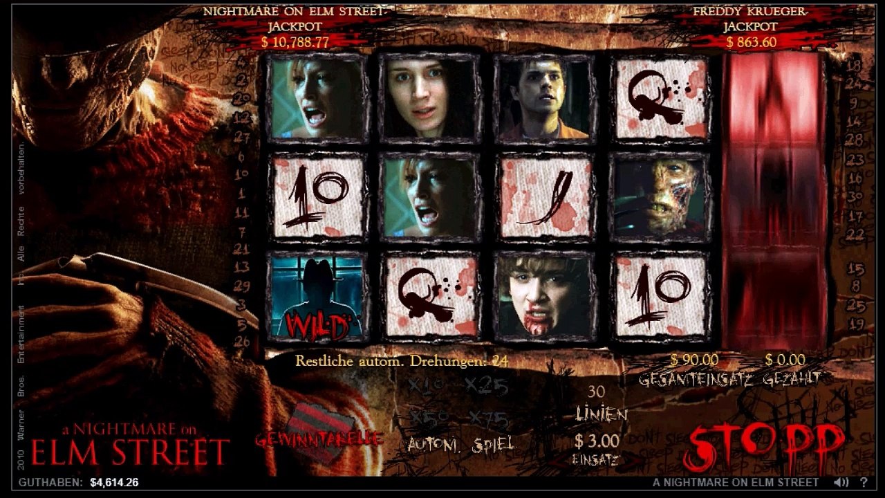 Freddy Kruger online Casino Slot 1000 gratis Freispiele