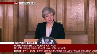 Theresa May raises threat level to critical in Manchester terror update (23May17)