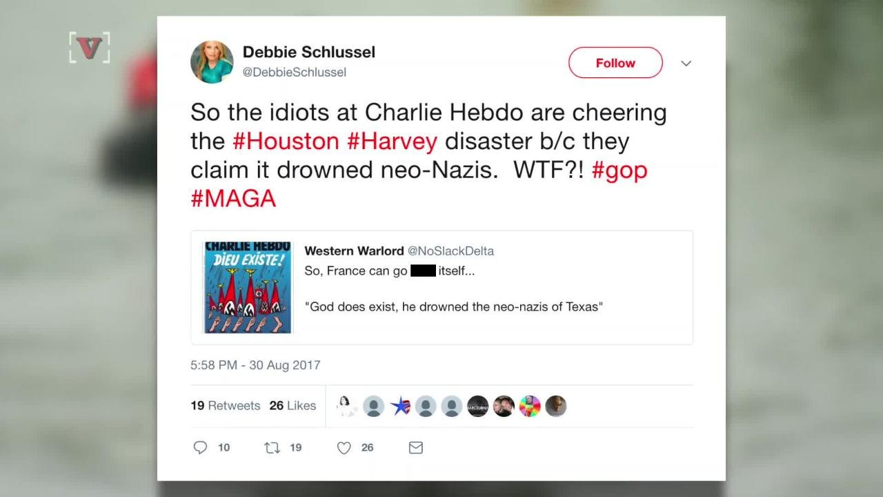 Charlie Hebdo Cover Mocks Harvey Flood Victims as Neo-Nazis