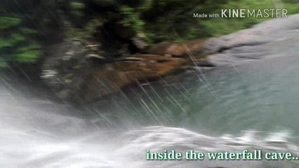 Inside waterfall cave