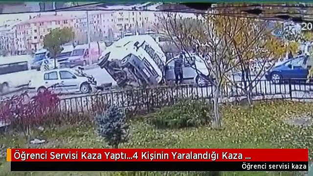 Öğrenci Servisi Kaza Yaptı...4 Kişinin Yaralandığı Kaza Kamerada