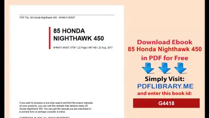 85 Honda Nighthawk 450
