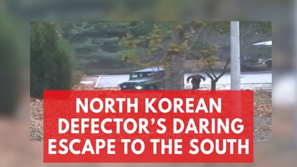 Video herunterladen: Dramatic footage shows the moment North Korean defector escapes to the South