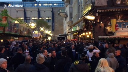Tottenham fans celebrating in Dortmund