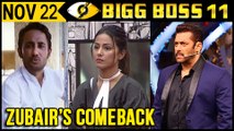 Salman Khan's Enemy Zubair Khans Comeback In Bigg Boss 11 Day 52 | 22nd November 2017 Episode Update