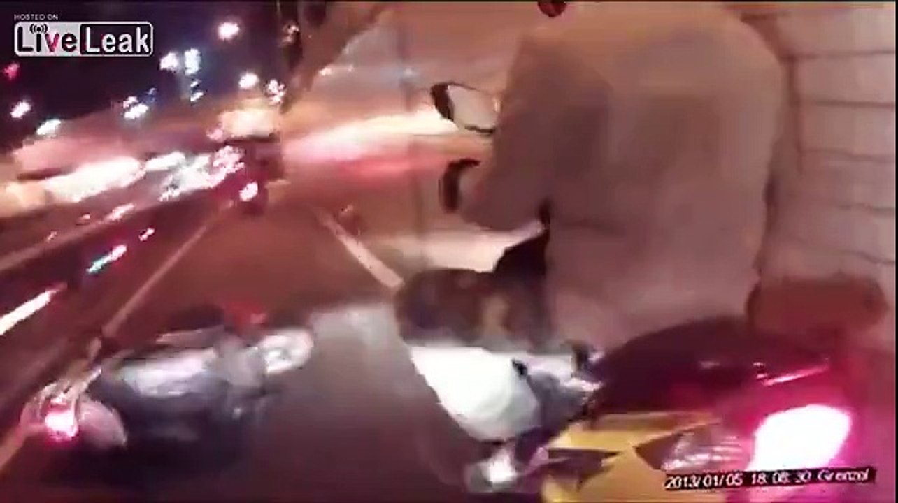 Scooter girl faceplant after losing control.