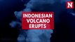 Aerial view of Indonesia's Mount Agung volcanic eruption