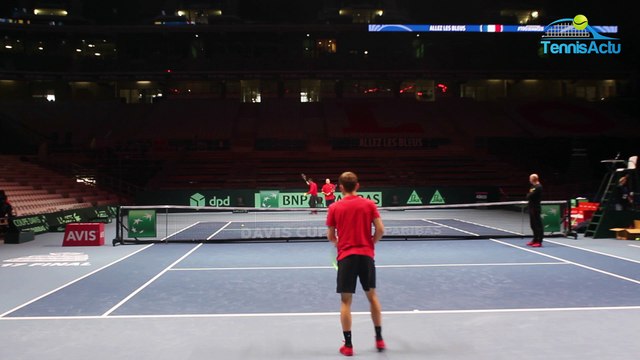 Coupe Davis 2017 - David Goffin et Steve Darcis sur le Central du Stade Pierre-Mauroy à Lille
