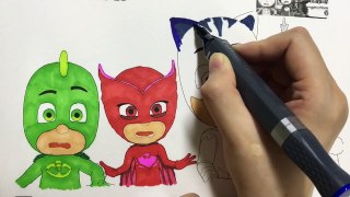 파자마삼총사 올빼미아 도마배미 캣보이 색칠공부 - PJ MASKS Owlette Gekko Catboy Coloring