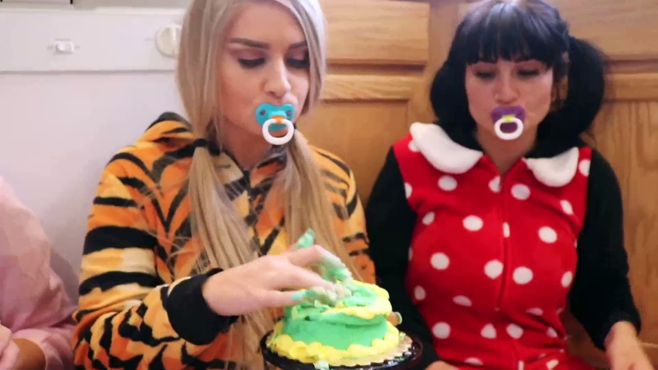 Bad Baby Food Fight Giant Cake Challenge & Surprise Egg with Annabelle & Victoria Toy Freaks Family | Superheroes | Spiderman | Superman | Frozen Elsa | Joker