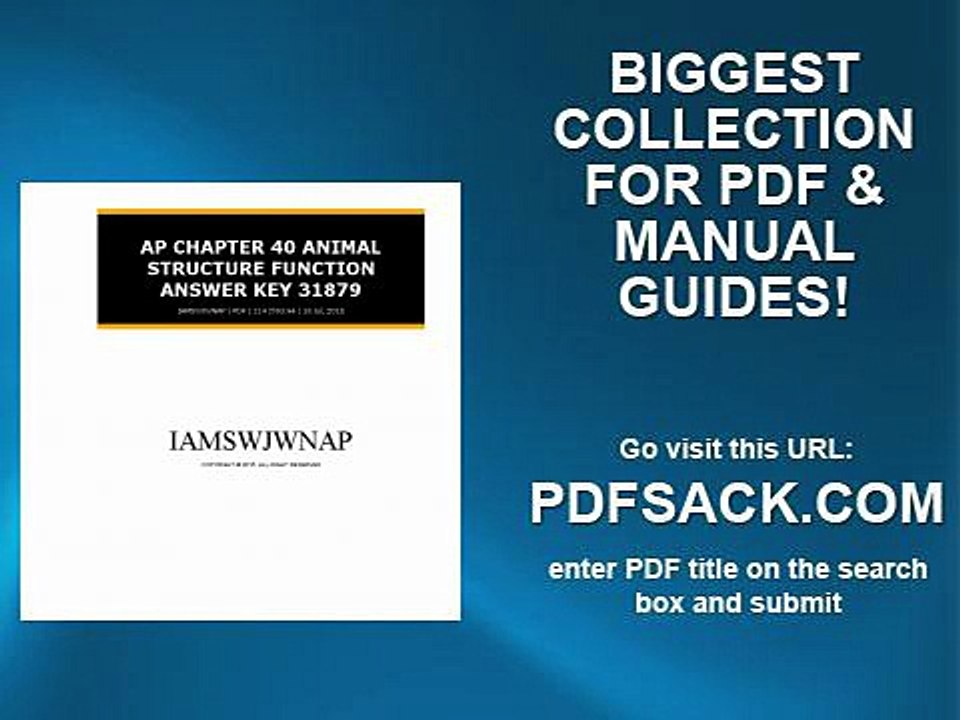 Ap Chapter 40 Animal Structure Function Answer Key 31879