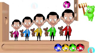 Mr Bean and the Bear WOODEN FACE HAMMER XYLOPHONE Learn Colors Finger Family Nursery Rhymes