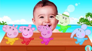 Peppa Babies and George, Daddy Rabbit, Granny Bad Baby Learn Colors with Pig and Friends Finger Fami