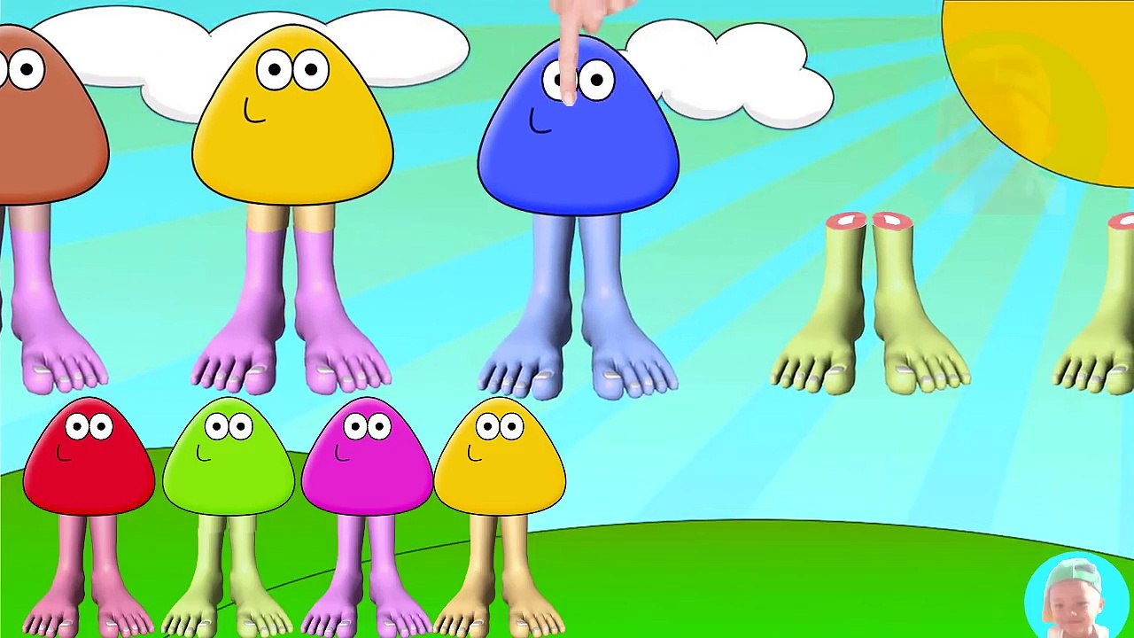 Color learn Pou Wrong Heads With Baby Pou Foot Painting for Little Kids