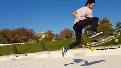 Il danse avec son longboard en faisant des figures impressionnantes !!
