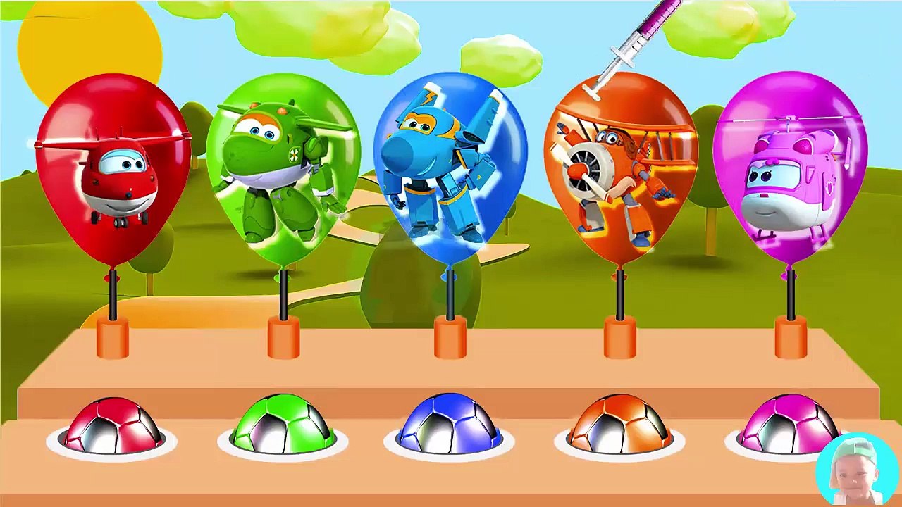 Super Wings cartoons dancing for kids Learn with Super Wings balloons popping for kids