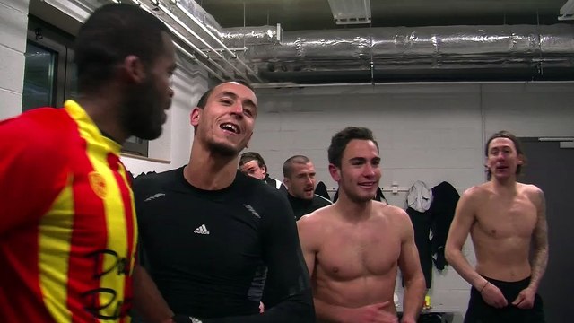 Le joie des sang et or dans les vestiaires à Albi