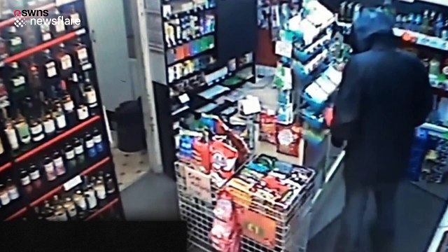 Incredible CCTV footage shows moment female corner shop worker confronts knifeman with own blade