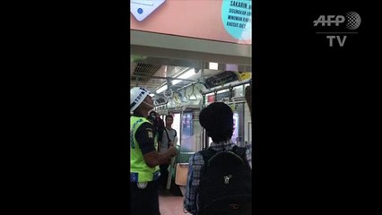 Indonesian man kills snake on train with bare hands