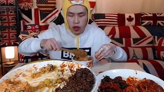 BJ꽃돼지 카레밥+짜짱밥+낙지밥+파김치+배추김치 먹방