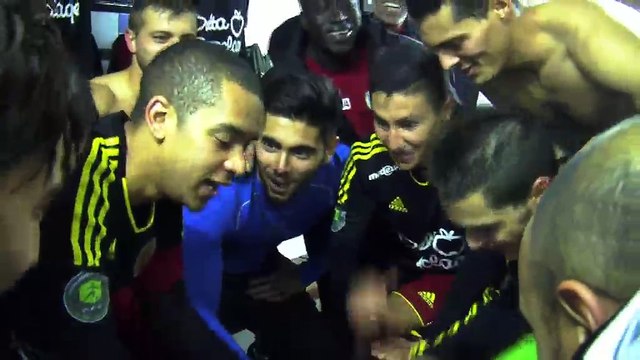 La joie des joueurs du FC Martigues à Mont de Marsan 1-0