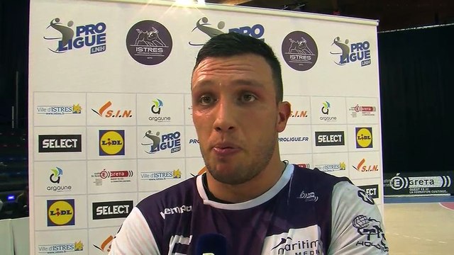 La réaction du Serbe Branko Kankaras après le succès d'Istres face à Sélestat