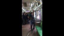 Un Indonesien tue un serpent avec ses mains dans un train
