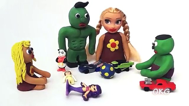 Baby Elsa and Baby Hulk Playing Problem Pranks FROZEN ELSA Play Doh Kids Cartoon Stop Motion