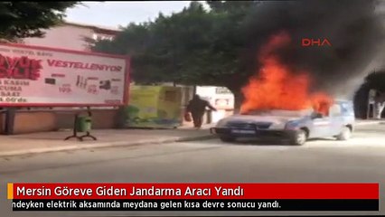 Mersin Göreve Giden Jandarma Aracı Yandı