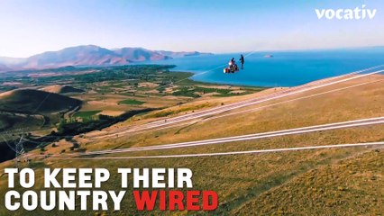 Gravity-Defying Job Of Turkish High Voltage Workers