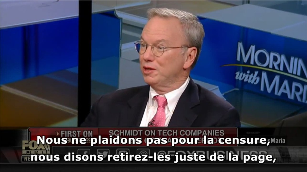 Le PDG de Google Eric Schmidt assume la censure à venir !