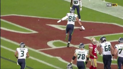 Seahawks party in the end zone after Jimmy Graham's TD catch