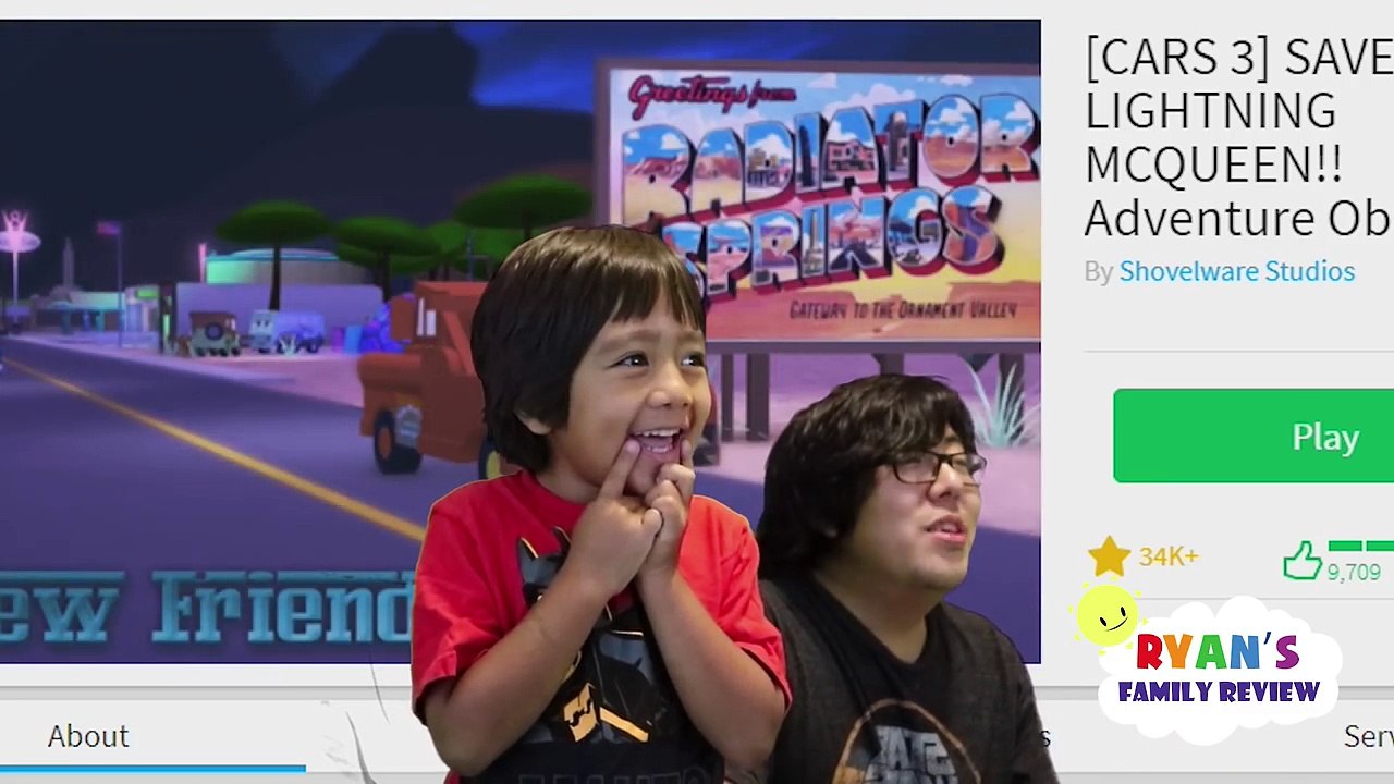 Disney Cars 3 Save Lightning McQueen Roblox Obby!! with Ryan's Family Review-VtSmQS2hngw