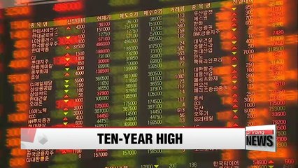 KOSDAQ ends winning streak, but tops 800 pts for first time in 10 years