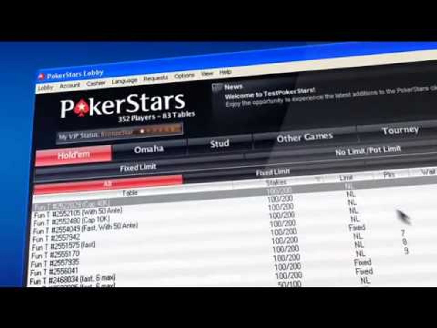 Interfaz de PokerStars Casino