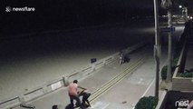 CCTV captures horrifying moment man knocks down two party goers