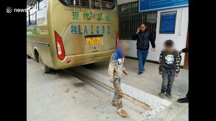 Boys hide under bus to avoid fare as they try to look for their parents