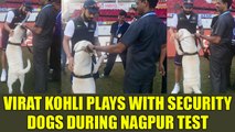 Virat Kohli enjoy special moment with security dogs ahead of Nagpur test | Oneindia News
