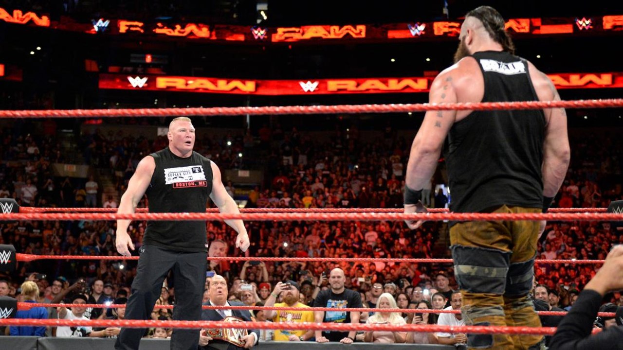 Brock Lesnar, Braun Strowmam Face to Face The Shield WWE Raw 25 November 2017 Brock Lesnar Vs. Roman