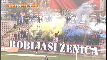 NK Čelik - FK Krupa / Plavo-žuta dimna zavjesa