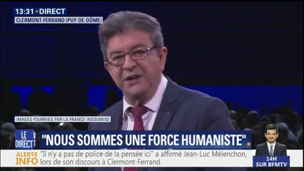 "Il n'y aura pas de police de la pensée ici", martèle Jean-Luc Mélenchon à Clermont-Ferrand