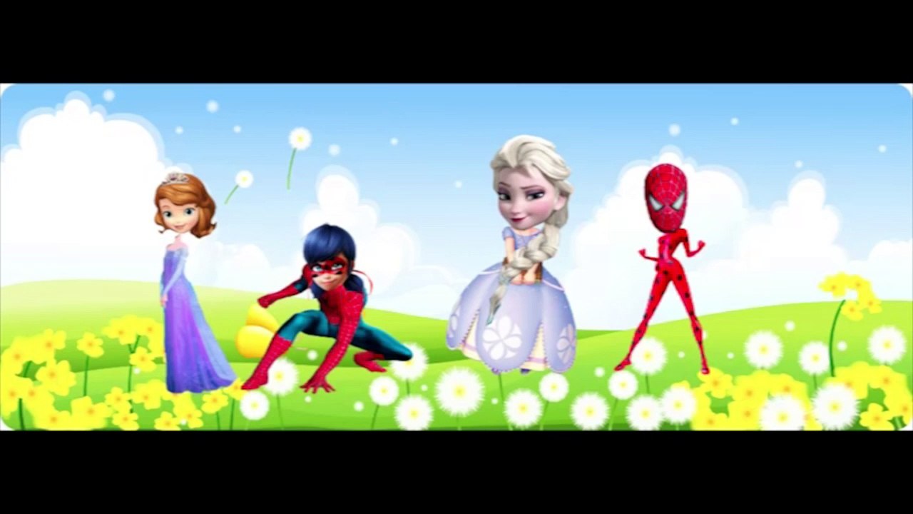 Wrong heads Elsa Masha Spiderman learning colours