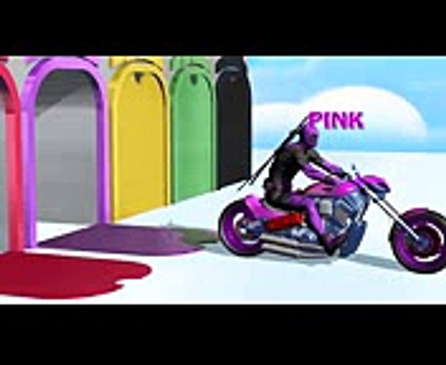 Learn Colors - Motorcycle w Superhero Spiderman Cartoon Videos with Car for kids & Nursery Rhymes