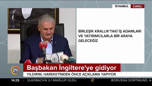 Başbakan Yıldırım İngiltere'ye gidiyor