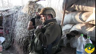 Mortar land mid interview near Svitlodarsk Bulge, Donetsk Oblast - 17/11/2017