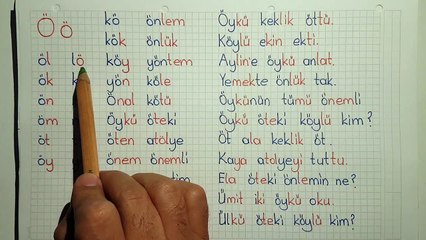 1. Sınıf "Ö" harfi hece , kelime , metin çalışması , kayakademi