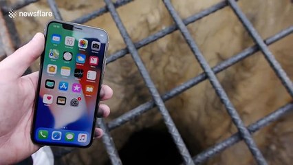 Crazy tech blogger drops a iPhone X down a mine shaft